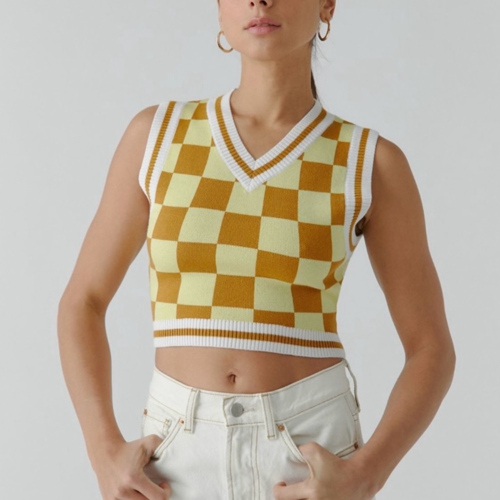 Urban Outfitters Checkered Crop Vest